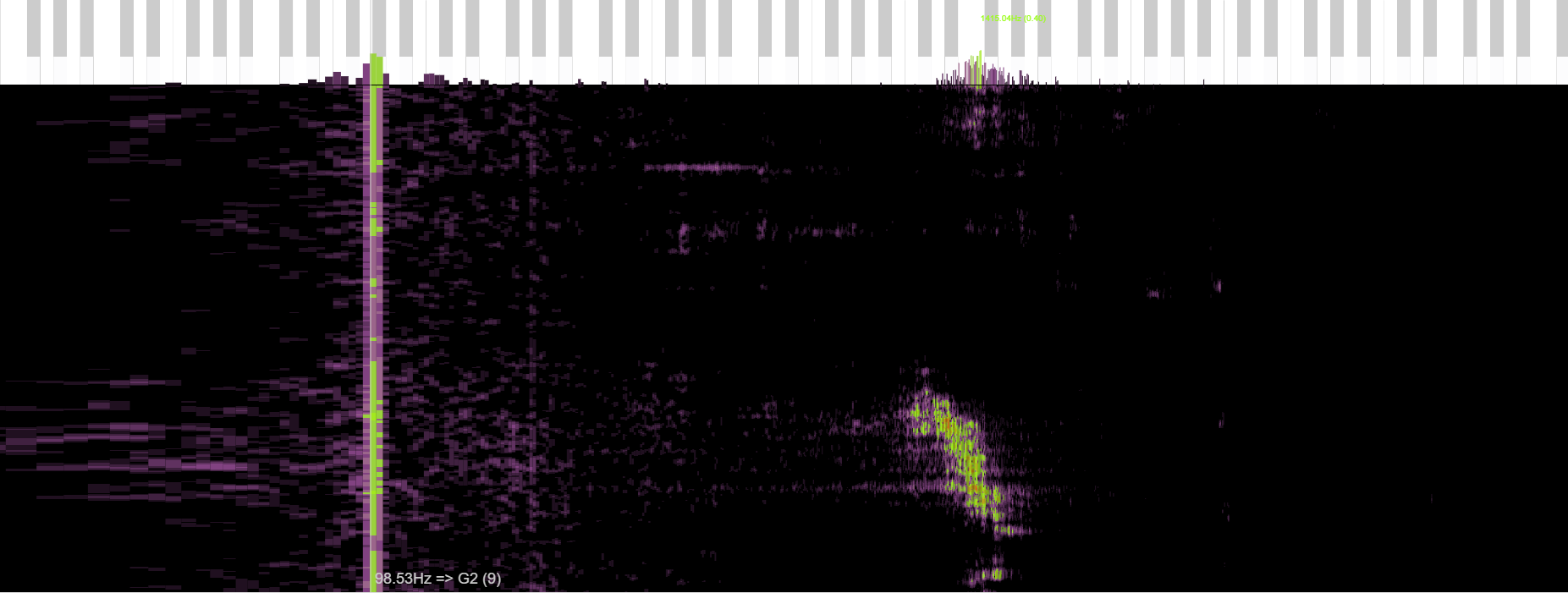 A picture of a spectrogram with a room mode recorded with amalyzer